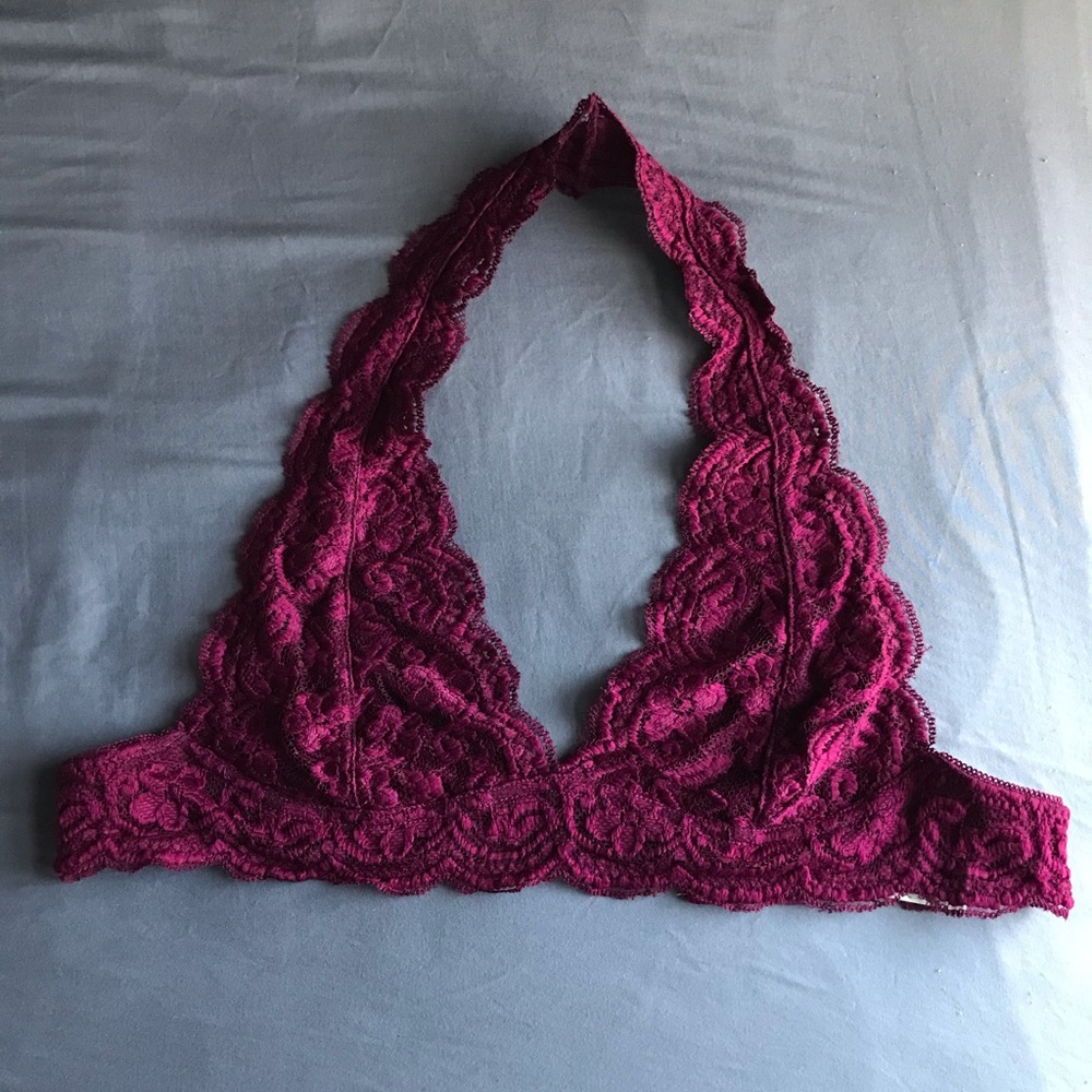 Anemone Burgundy Lace Halter Bralette(Never Worn)